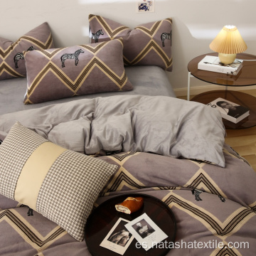 Revestimientos de cama de tela de terciopelo de impresión de estilo simple moderno